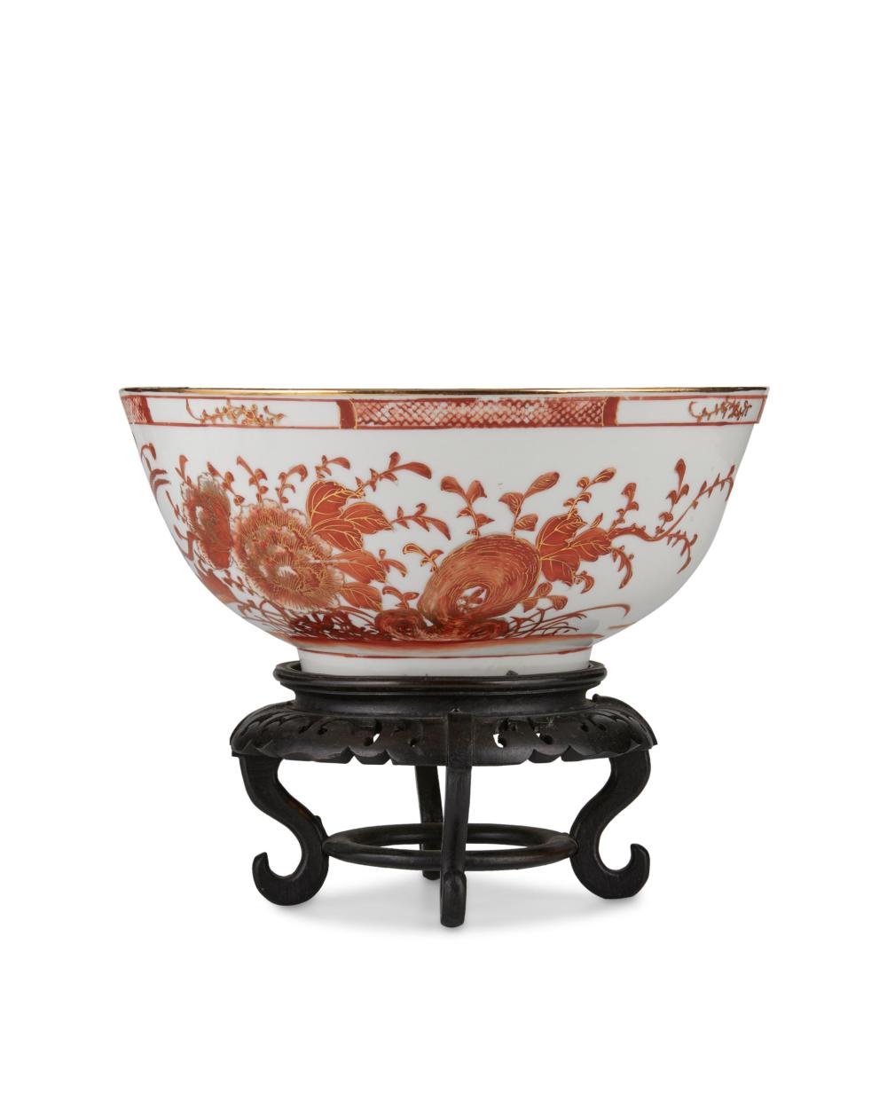 Appraisal: A Chinese porcelain bowl Third-Quarter th Century With red overglaze