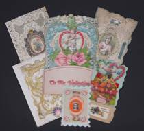 Appraisal: Lot of Six Fancy Valentines Valentine features a paper doily