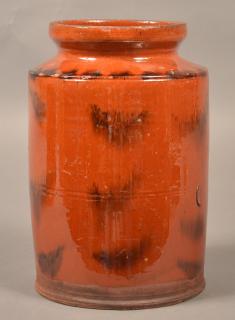 Appraisal: PA th Century Mottle Glazed Redware Jar Pennsylvania th Century