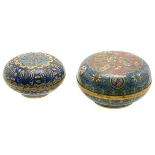 Appraisal: Two Cloisonn Enamel Circular Boxes th Century cm Two Cloisonn