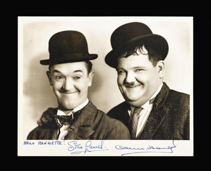 Appraisal: piece Photograph Signed Inscribed Laurel Stan Hardy Oliver x inches