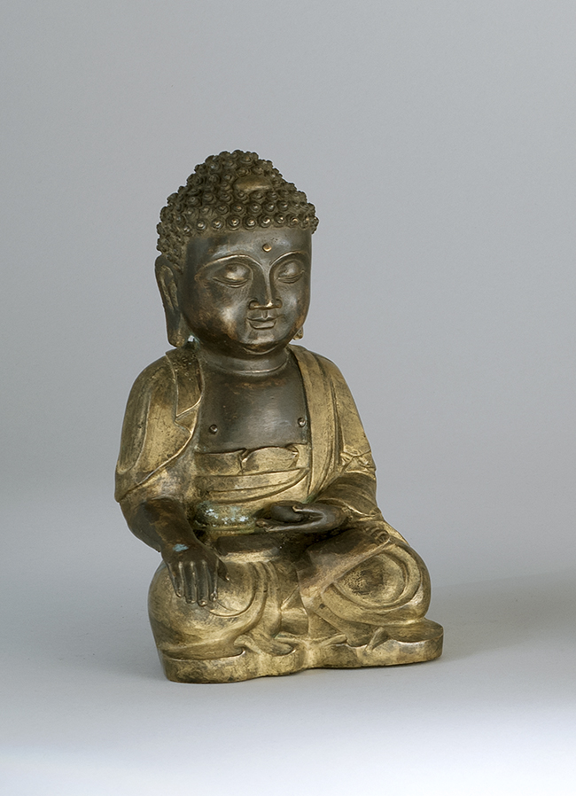 Appraisal: GILT-BRONZE FIGURE OF BUDDHA Ming StyleIn seated position holding a