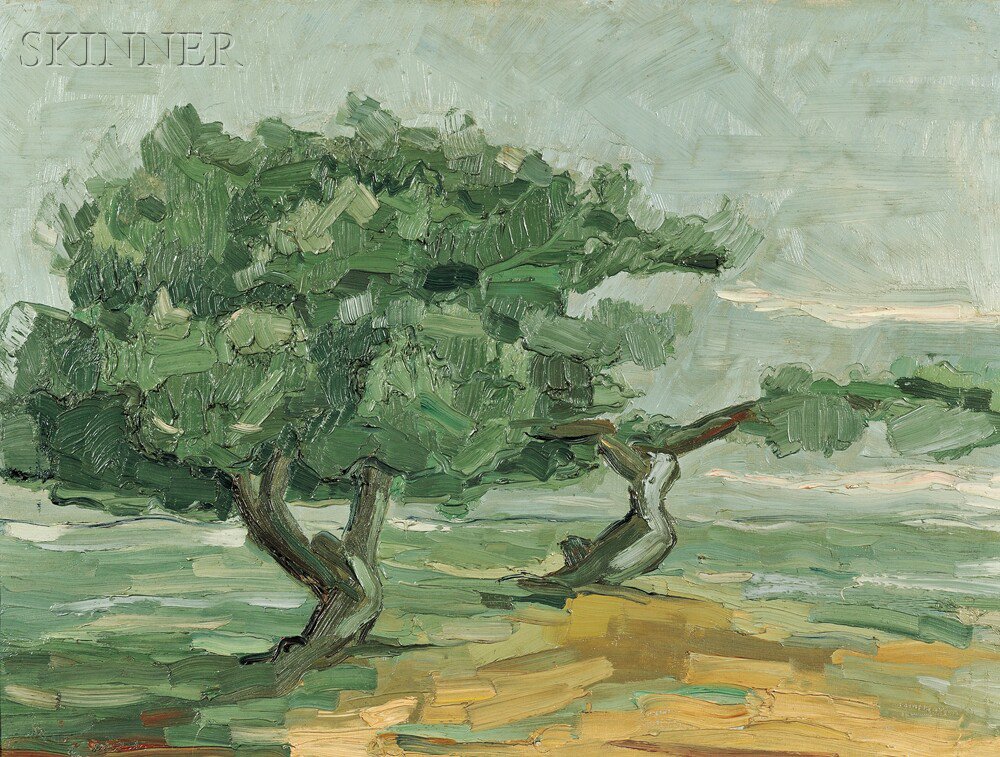 Appraisal: French School th Century A Group of Two Trees Olive