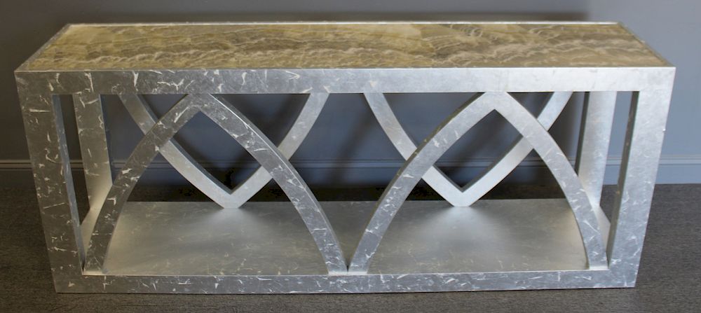 Appraisal: Possibly Raul Carrasco Desevaux Console Nice silver leaf console with