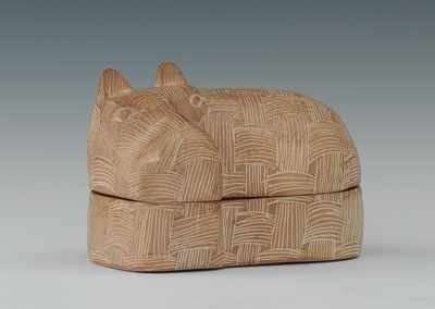 Appraisal: A Contemporary Terracotta Hippo Container The terracotta container has a