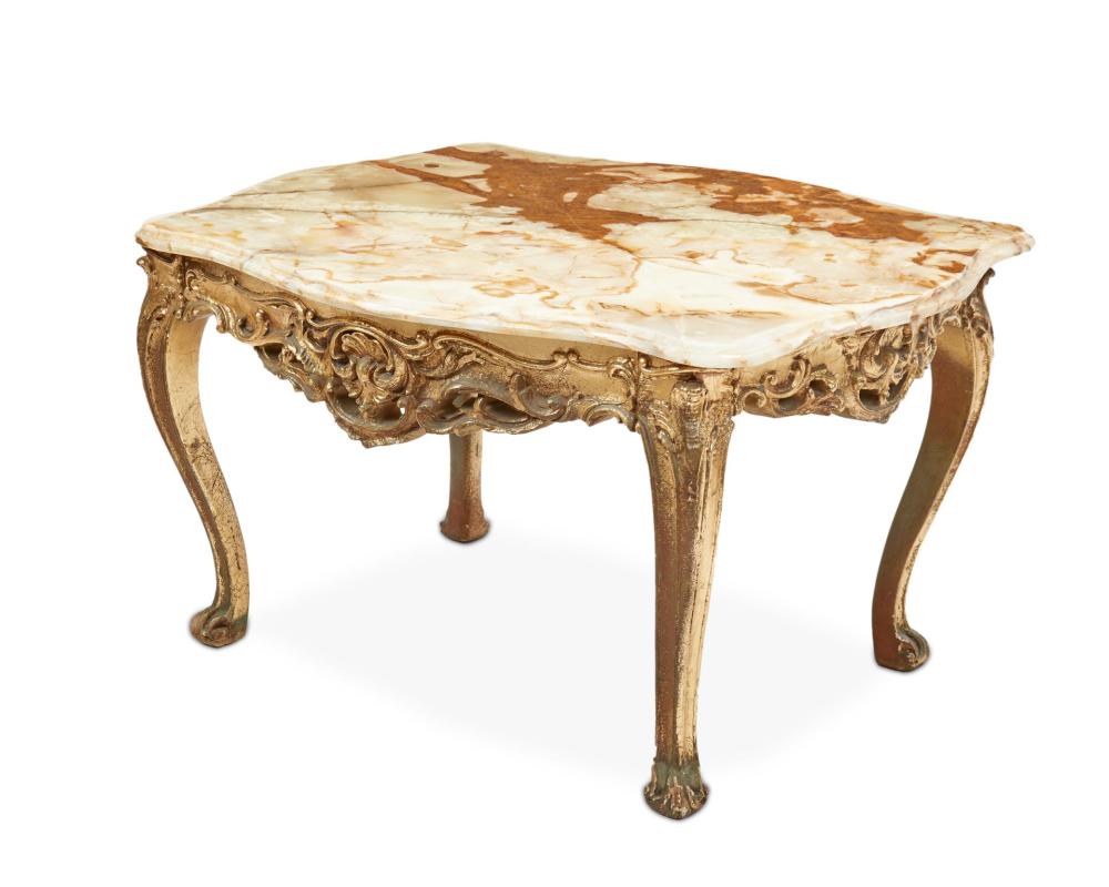 Appraisal: A Louis XV-style coffee table Second-quarter th Century With onyx