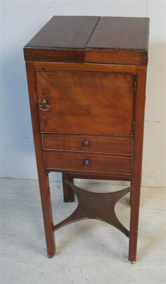 Appraisal: Early th Century mahogany nightstand with cupboard two drawers and