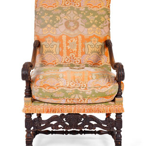 Appraisal: A Spanish Colonial Style Carved Walnut Open Armchair TH TH