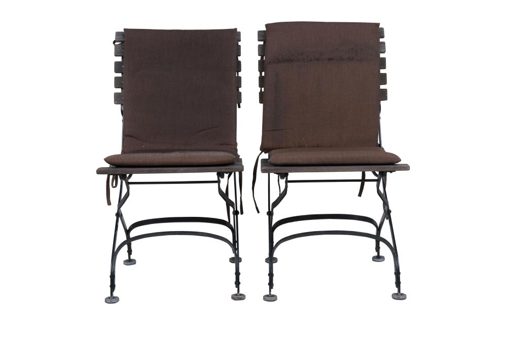 Appraisal: FOURTEEN JANUS ET CIE IRON WOOD FOLDING CHAIRSCondition slats in