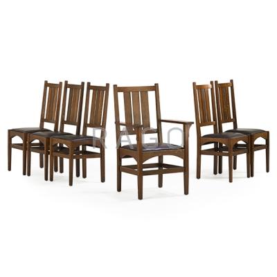 Appraisal: HARVEY ELLIS GUSTAV STICKLEY Set of six dining chairs five