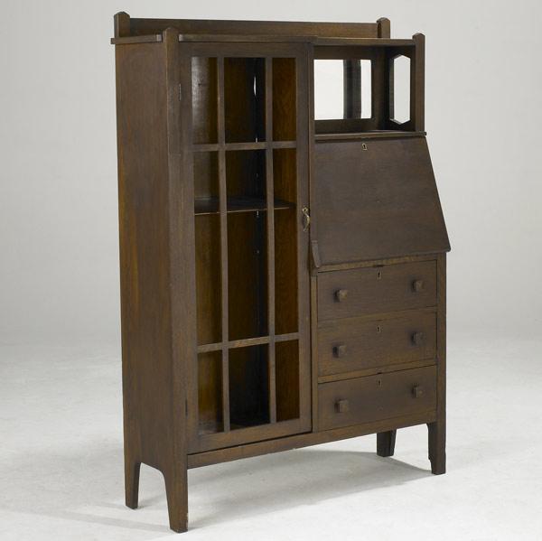 Appraisal: ARTS CRAFTS Secretary bookcase with single door fallfront desk and