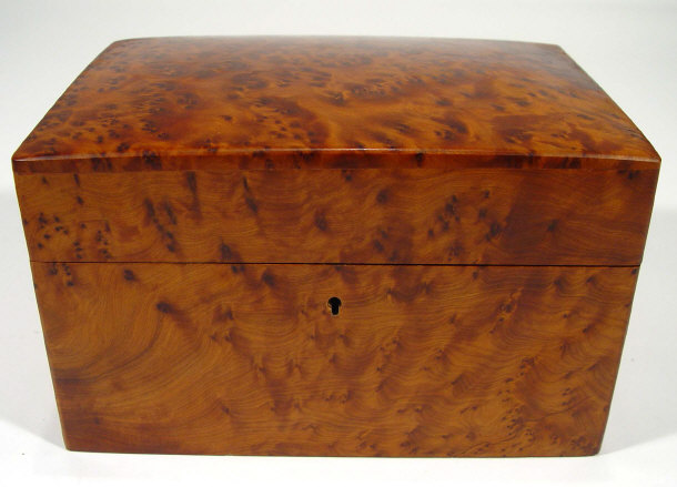 Appraisal: Rectangular Birdseye maple twin divisional tea caddy with lids cm