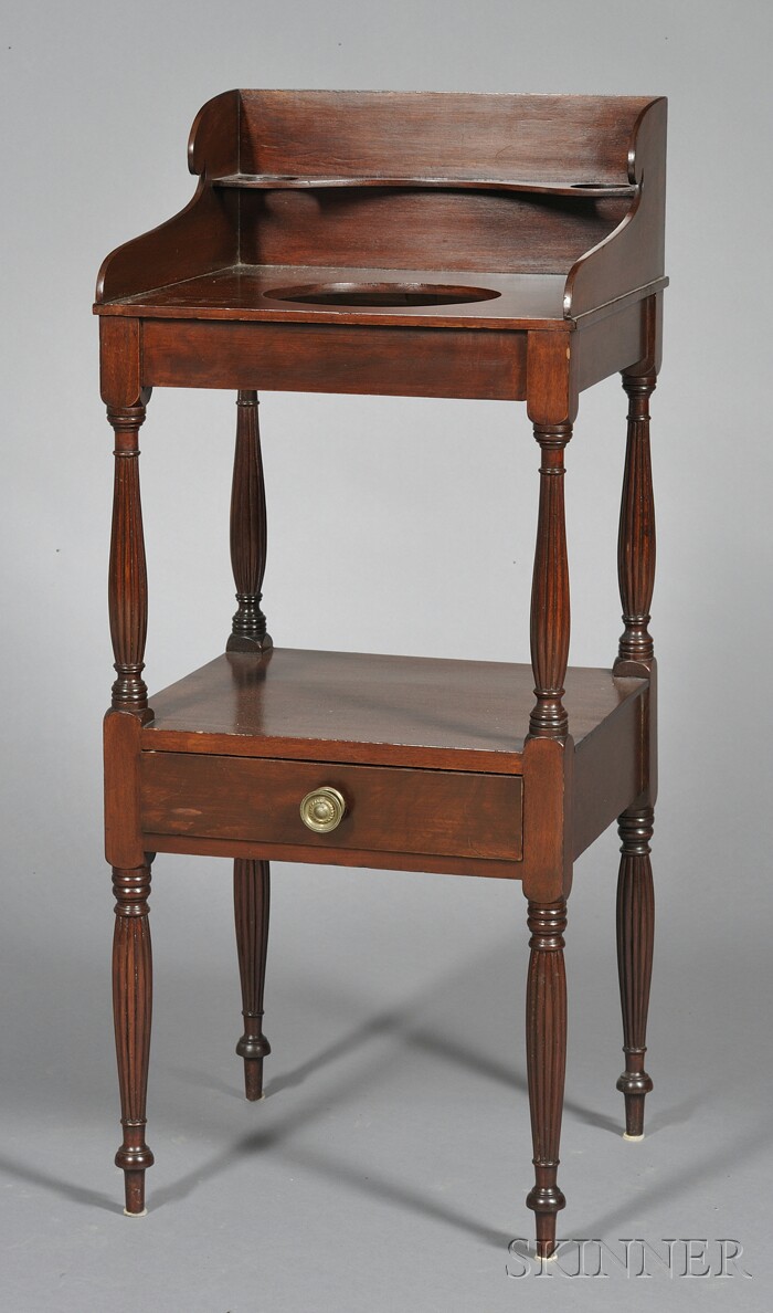 Appraisal: Federal Carved Mahogany and Mahogany Veneer Chamberstand New England c