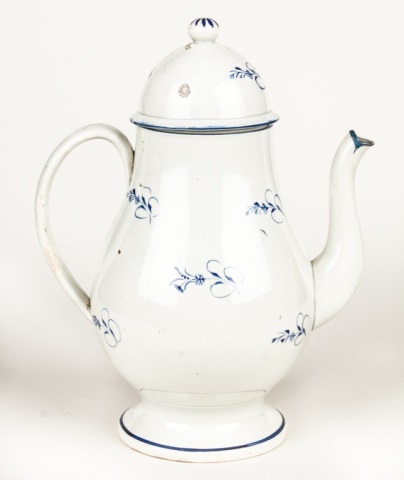 Appraisal: Staffordshire pearlware coffee pot circa high dome form with blue