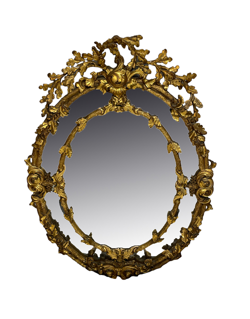 Appraisal: ITALIAN CARVED GILDED GESSO MIRROR th-century Italian wall mirror having