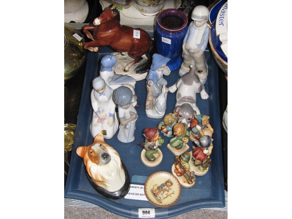 Appraisal: Tray lot comprising six Hummel figures Lladro dog other Spanish