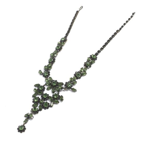 Appraisal: A GLASS STONE NECKLACE circa Metal Very decorative necklace entirely