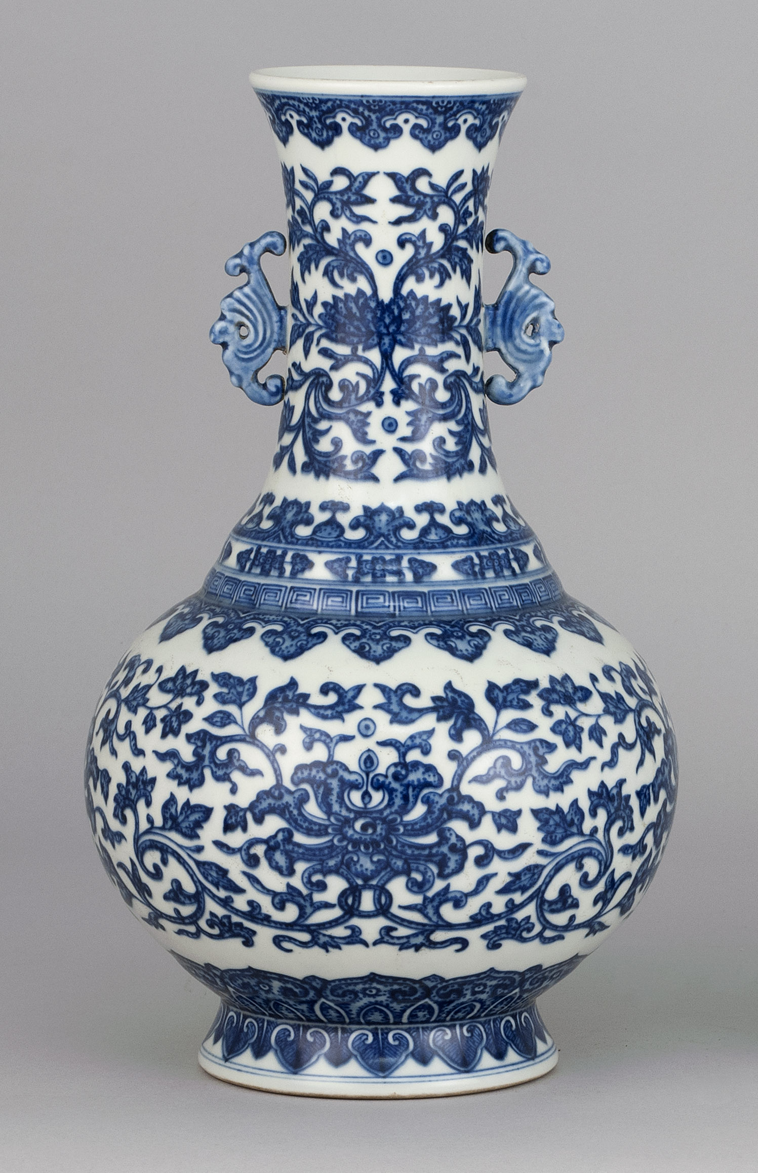 Appraisal: BLUE AND WHITE PORCELAIN VASE th CenturyIn baluster form with