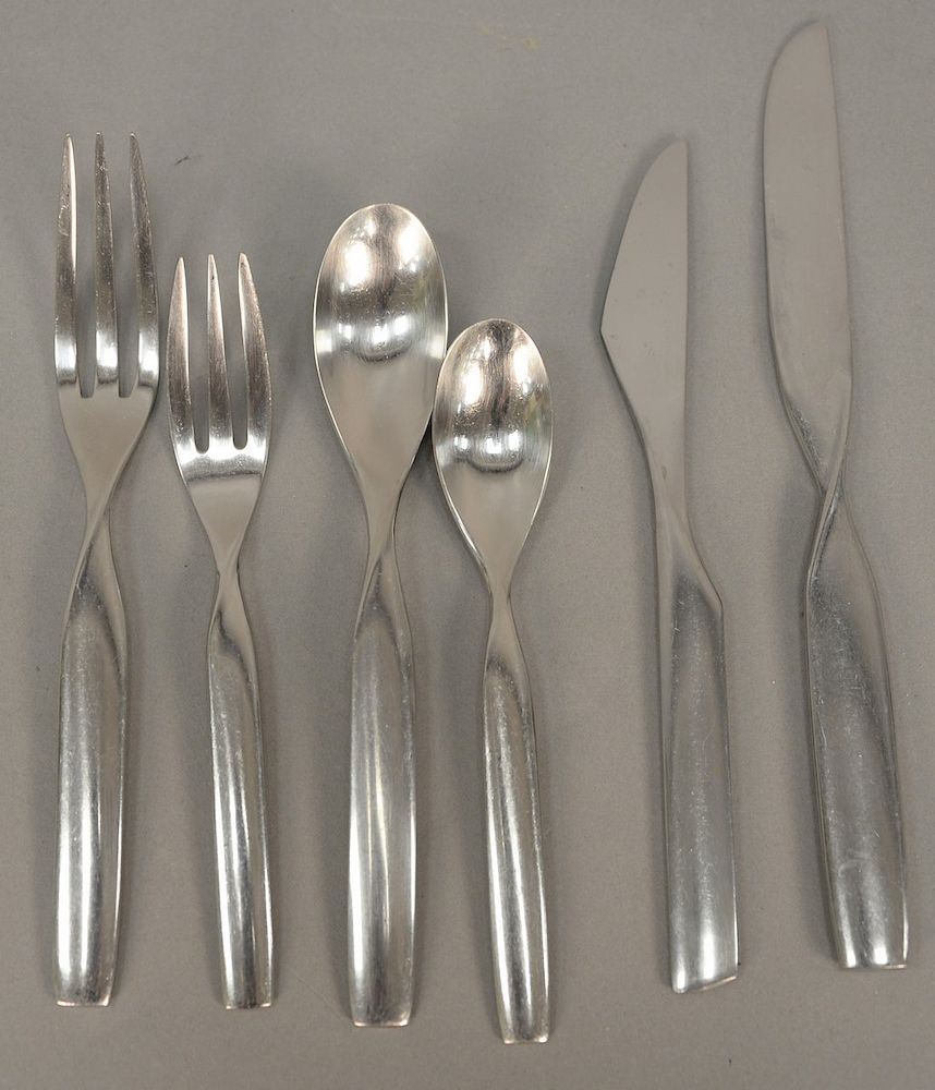 Appraisal: Sasaki Ward Bennett modern stainless flatware set Sasaki Ward Bennett