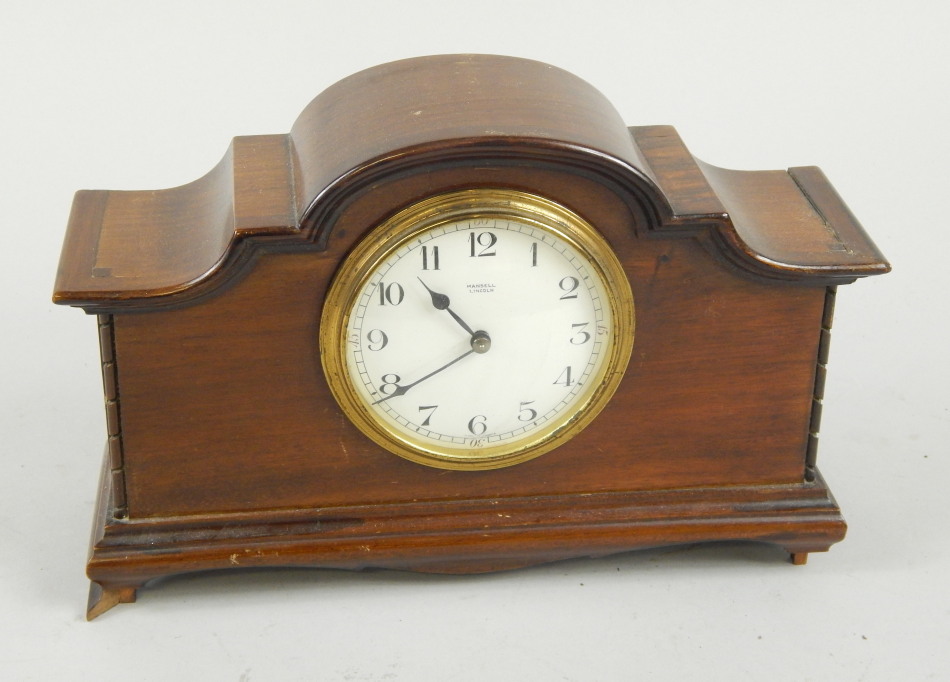 Appraisal: An early thC mahogany mantel clock the enamel dial stamped