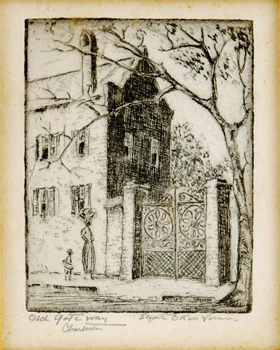 Appraisal: Elizabeth O'Neill Verner South Carolina - OLD GATEWAY CHARLESTON etching