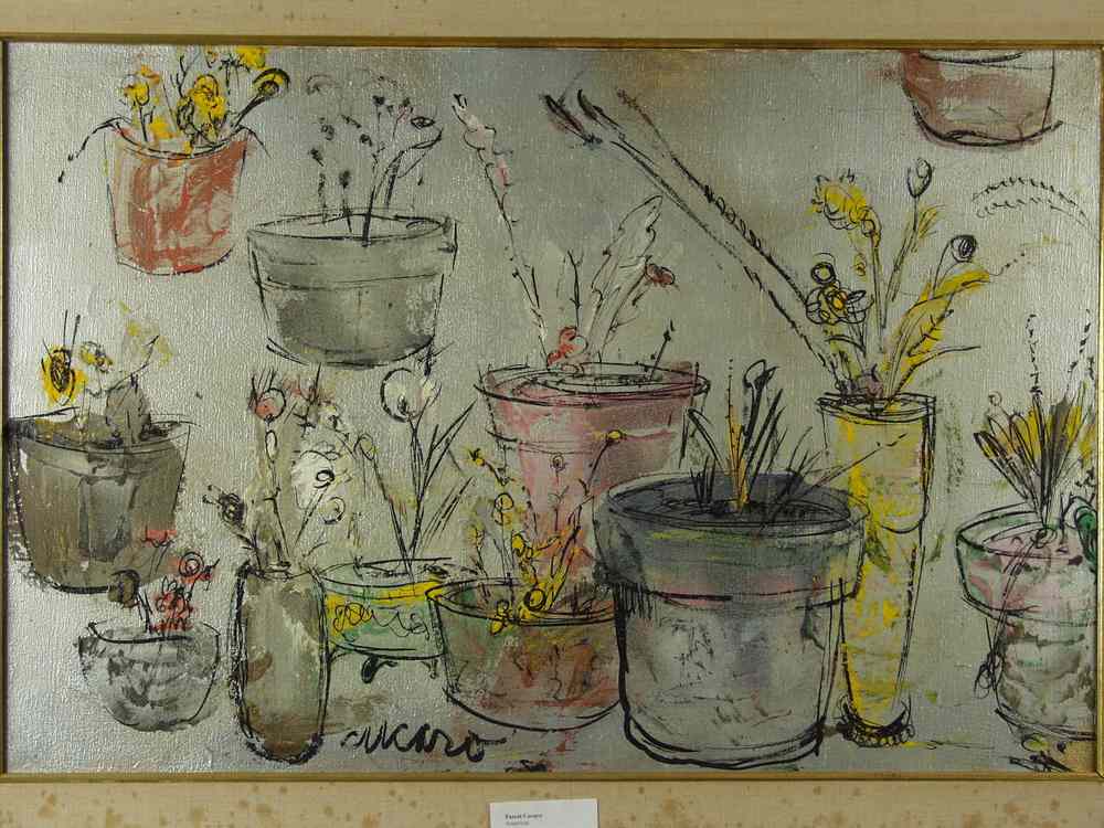 Appraisal: OOC - Modern still life of potted plants signed ll