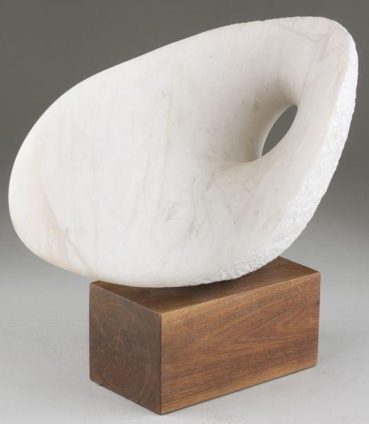 Appraisal: Mid-Century Modern Marble Carving of oblong form with oval opening