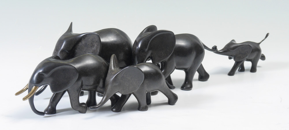 Appraisal: VANDERVEEN Loet Dutch - Family group of elephants on the