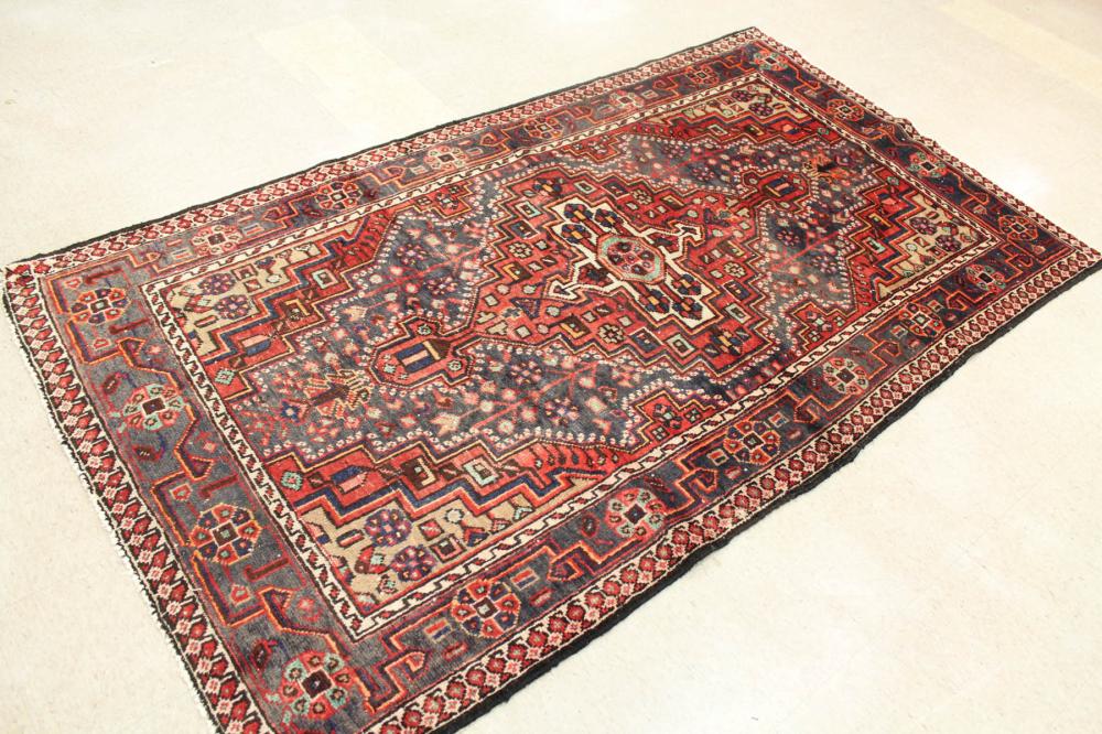 Appraisal: TWO PERSIAN HAMADAN AREA RUGS floral and central floral medallion