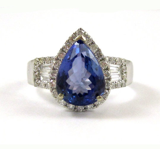 Appraisal: TANZANITE AND FOURTEEN KARAT WHITE GOLD RING The k white