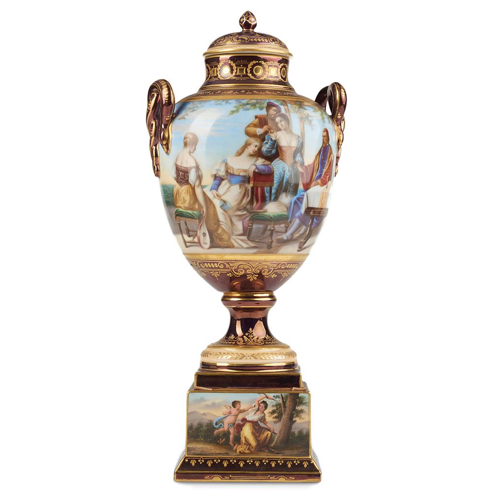 Appraisal: Royal Vienna Painted Porcelain Vase - Titian Royal Vienna porcelain