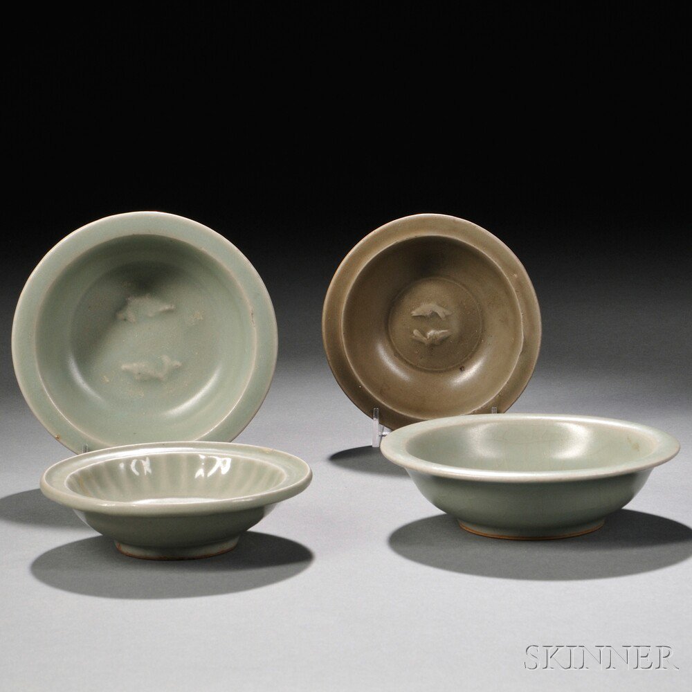 Appraisal: Four Longquan Celadon Small Dishes China Song Dynasty style two