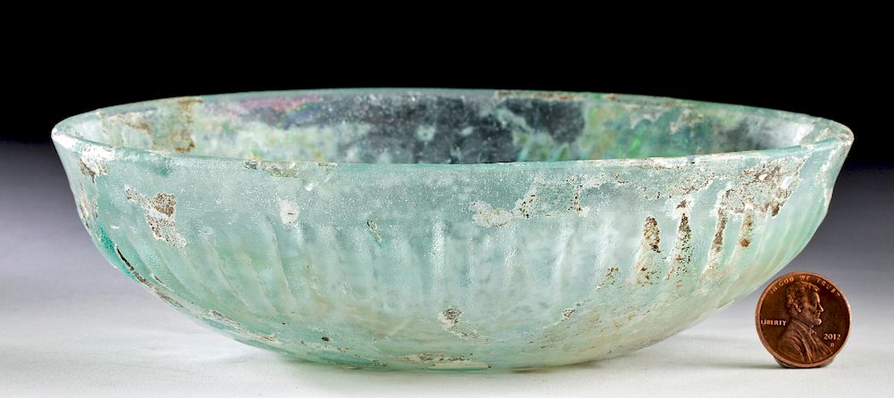 Appraisal: Roman Glass Ribbed Bowl - Pillar Molded Roman late Republic