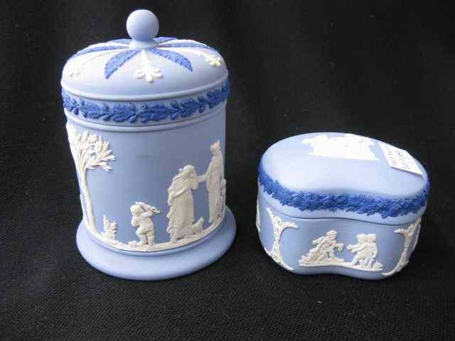 Appraisal: Wedgwood Tri-Color Jasperware DresserBoxes dark blue white on light blue