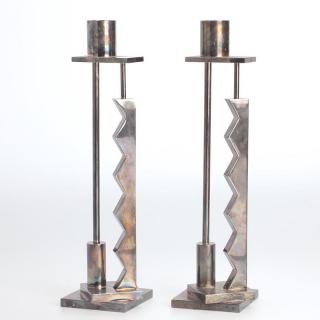 Appraisal: Pair Etore Sottsass for Swid Powell candlesticks Pair Etore Sottsass