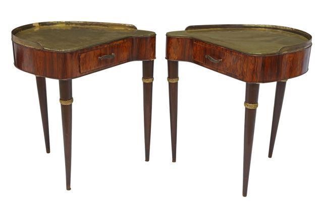 Appraisal: lot of Italian mid-century modern rosewood bedside tables c s