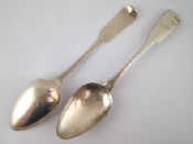 Appraisal: Irish Silver A pair of fiddle pattern tablespoons Samuel Neville