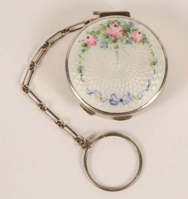 Appraisal: Guilloche enamel and sterling silver ladies compact with hand painted