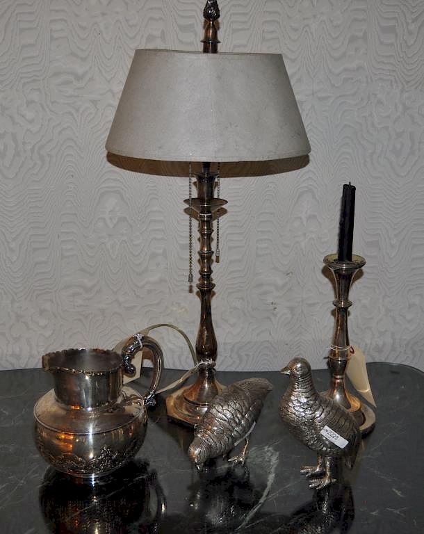 Appraisal: Estate Group Five Old Sheffield Items comprising two candlesticks one