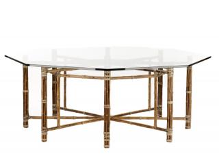 Appraisal: McGuire Octagonal Glass Topped Bamboo Dining Table McGuire Furniture American