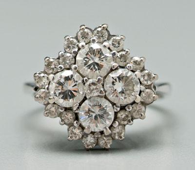 Appraisal: Cluster diamond ring four central round brilliant diamonds surrounded by