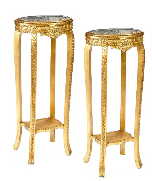 Appraisal: A pair of Louis XVI style giltwood and composition urn