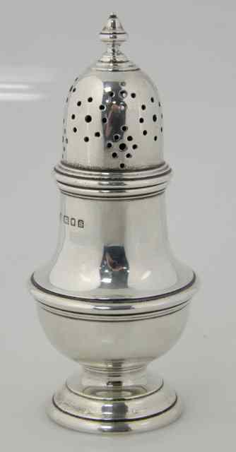 Appraisal: A silver sugar caster Edward Barnard Sons London of baluster