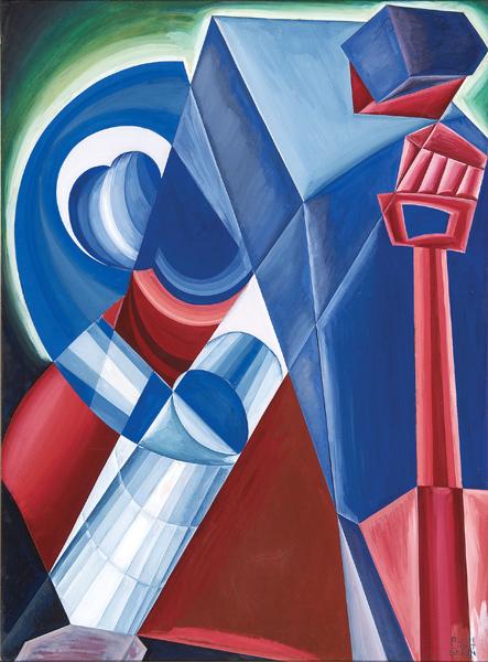 Appraisal: RUTH LIGHT BRAUN American - Abstraction in Red and Blue