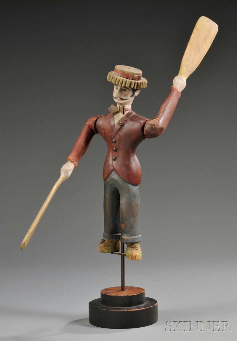 Appraisal: Carved and Polychrome-painted Wood Dandy Figure Advertising Whirligig Indiana c