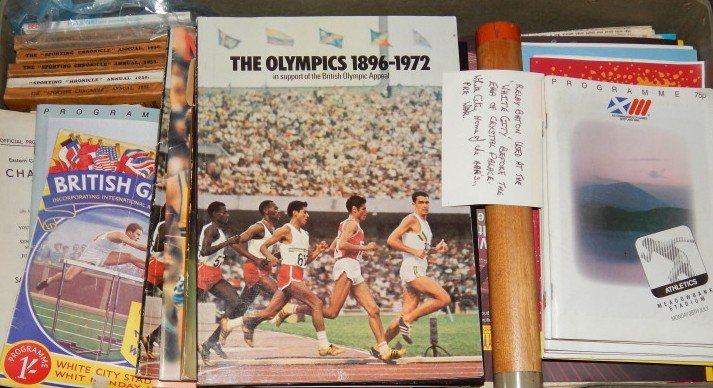 Appraisal: A collection of athletics memorabilia to include a relay baton