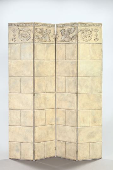 Appraisal: Pruitt Littleton New Orleans Four-Panel Folding Stonewall Screen in the