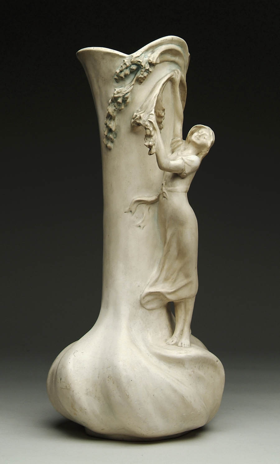 Appraisal: CHALKWARE ART NOUVEAU FLOOR VASE White vase having a standing