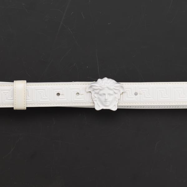 Appraisal: VERSACE LA MEDUSA WHITE GRECA KEY BELT at smallest hole