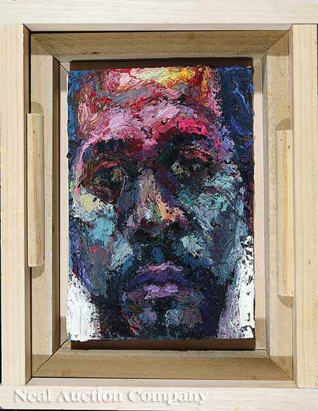 Appraisal: Sedrick Huckaby American Texas b Self-Portrait oil on wood panel